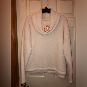Juniors So cowl neck top soft warm egret white NWT Size Large